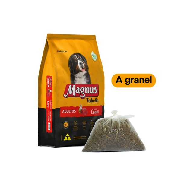 SACO A GRANEL COM 5KG - MAGNUS RAÇÃO TODO DIA CÃO ADULTO CARNE