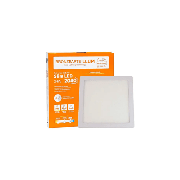 PAINEL PLAFON EMBUTIR SLIM LED QUADRADO BRONZEARTE 24W 6500K 30CM (RL22246BC)