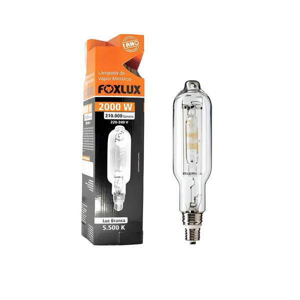 LAMPADA DE VAPOR METALICO TUBULAR CLARA 2000W BOCA FOXLUX (VMT40.2000)