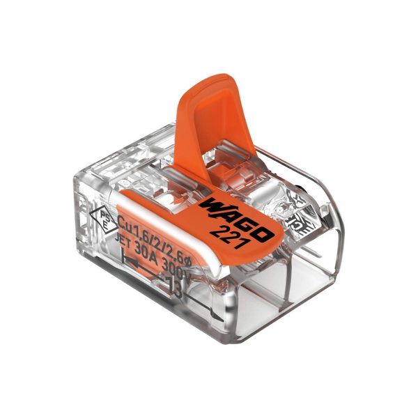 WAGO KIT C/ 3 CONECTORES JUNCAO 221-612 2 FIOS 0,5-6MM (41A) CRISTAL