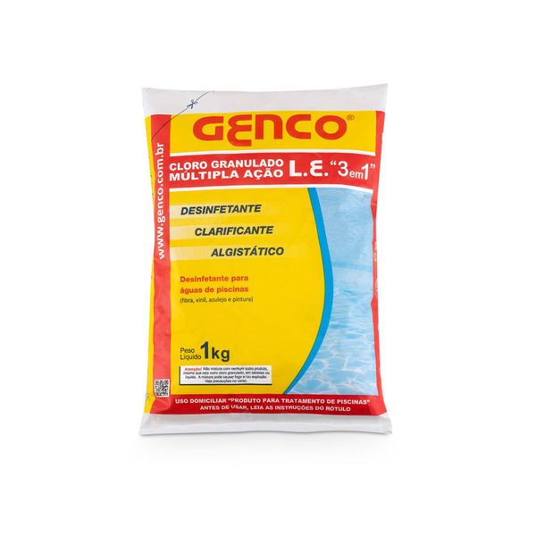 Cloro Granulado Para Piscina Múltipla Ação 3 Em 1 Genco 1 Kg