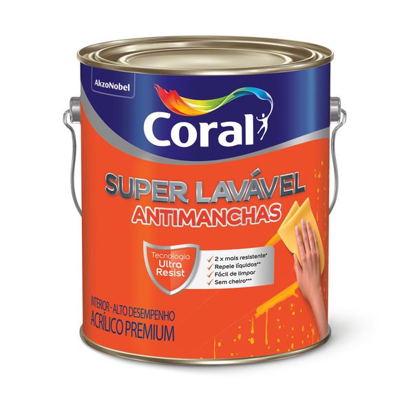 Acrílico Eggshell Super Lavável Branco Coral 3,6l