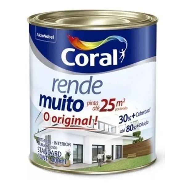 Acrílico Fosco Rende Muito Branco Coral 0,9l