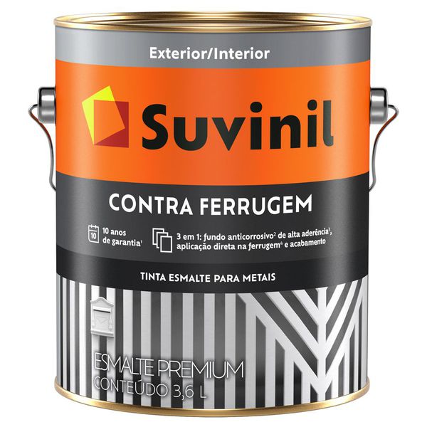  Tinta Esmalte Brilhante Branco Contra Ferrugem Suvinil 3,6 Litros