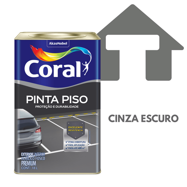 PINTA PISO CINZA ESCURO CORAL 18L