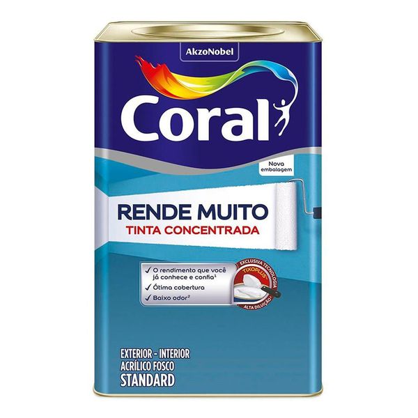 TINTA ACRÍLICA FOSCO RENDE MUITO BRANCO NEVE 18L CORAL