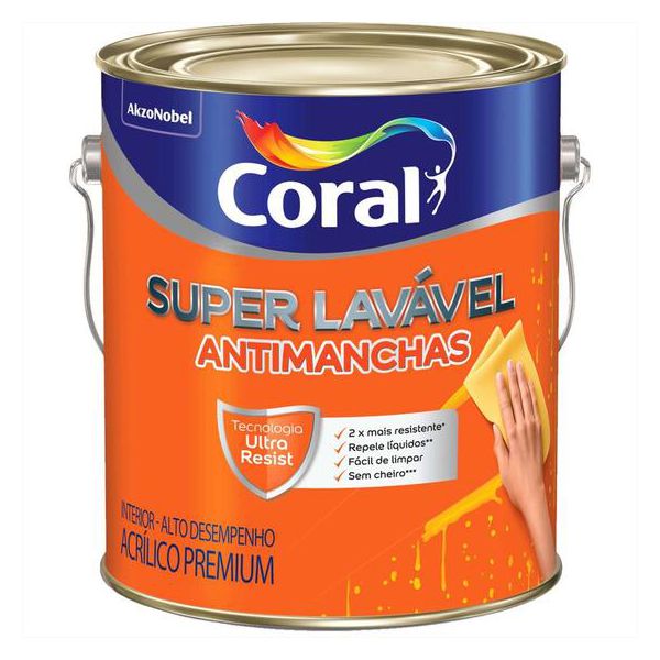 TINTA ACRíLICA SUPER LAVáVEL E ANTIMANCHAS 3,6L CORAL