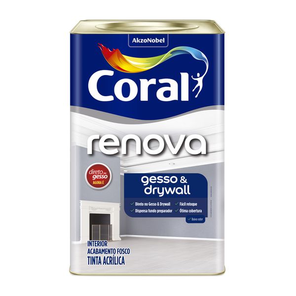 TINTA ACRÍLICA FOSCO BRANCO NEVE GESSO E DRYWALL 18L CORAL