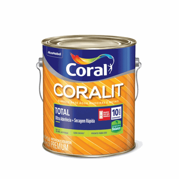 ESMALTE BASE ÁGUA CORALIT BRILHANTE 3,6L CORAL