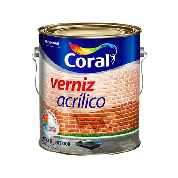 VERNIZ ACRÍLICO BASE ÁGUA INCOLOR BRILHANTE 3,6L CORAL