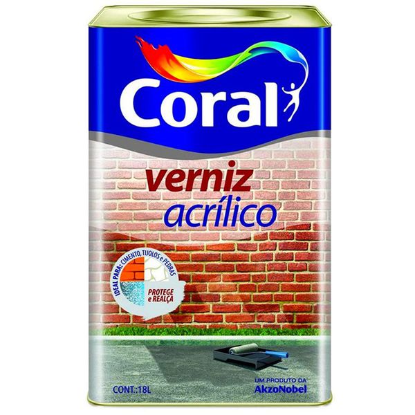 VERNIZ ACRÍLICO BASE ÁGUA INCOLOR BRILHANTE 18L CORAL
