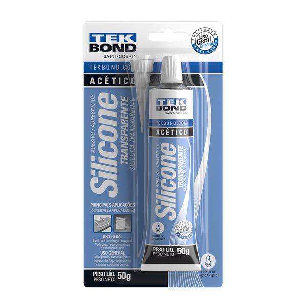 SILICONE ACÉTICO TRANSPARENTE 50G BLISTER TEK BOND