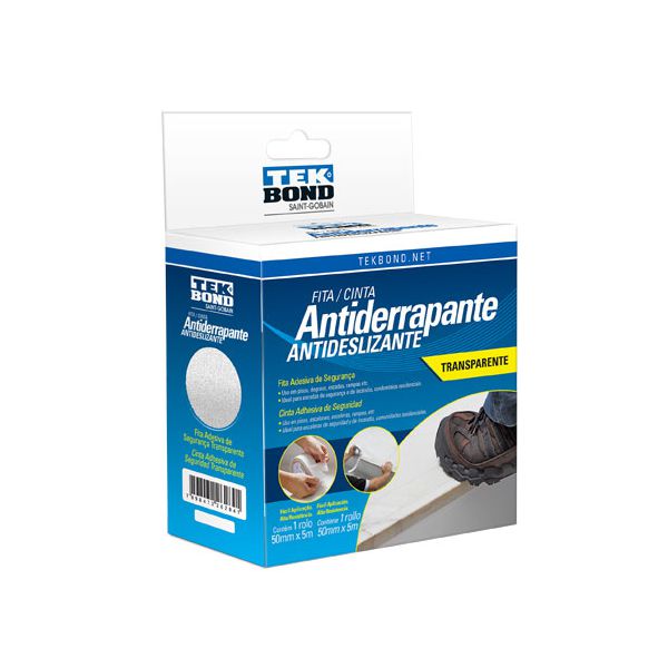 FITA ANTIDERRAPANTE TRANSPARENTE 50MMx5M TEK BOND
