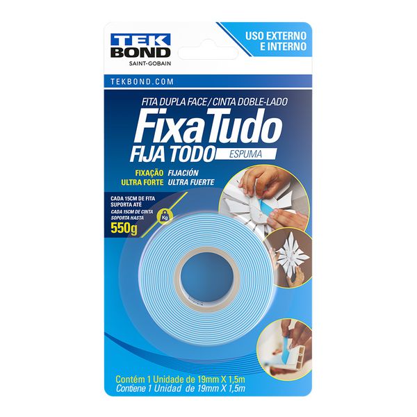 FITA DE ESPUMA DUPLA FACE 19MMx1,5M TEK BOND