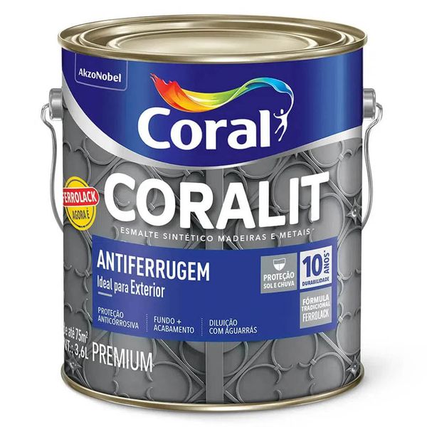 ESMALTE ANTIFERRUGEM FERROLACK BRILHANTE 3,6L CORAL