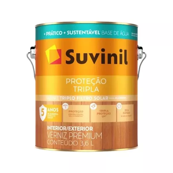 VERNIZ TRIPLA PROTEÇÃO BRILHANTE BASE ÁGUA 3,6L SUVINIL