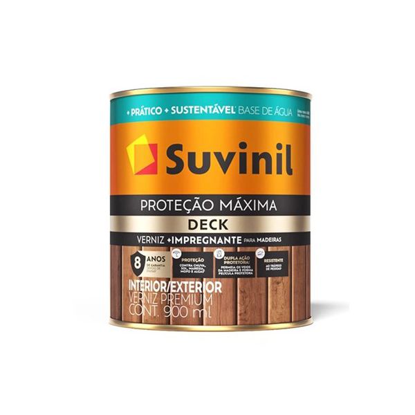 VERNIZ PROTEÇÃO MÁXIMA DECK BASE ÁGUA BRILHANTE 0,9L SUVINIL