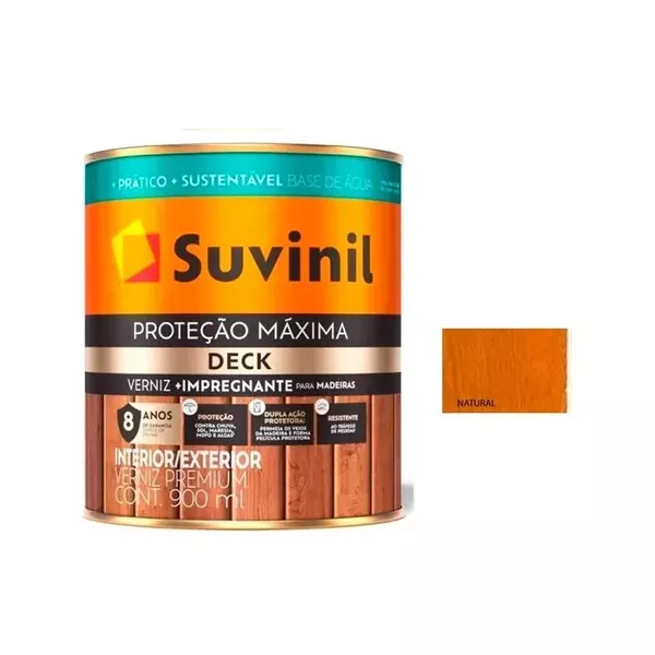 VERNIZ PROTEÇÃO MÁXIMA DECK BASE ÁGUA ACETINADO 0,9L SUVINIL