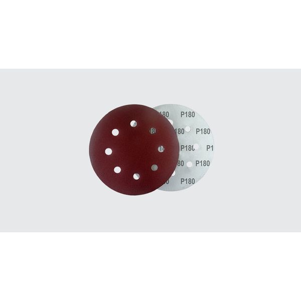 PAC DISCO LIXA 7" (185MM) 8 FUROS GRÃO 180 (5 UNIDADES) NAUBER