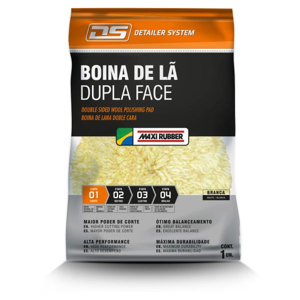 BOINA DE POLIR DE LÃ DUPLA FACE BRANCA MAXI RUBBER