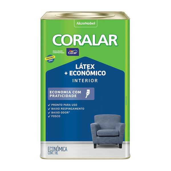 TINTA CORALAR LATEX + ECONÔMICO FOSCO 18L CORAL 