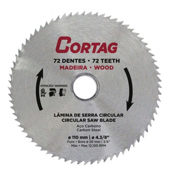 Disco Serra Madeira 4.3/8 - 110MM 72 Dentes - Cortag