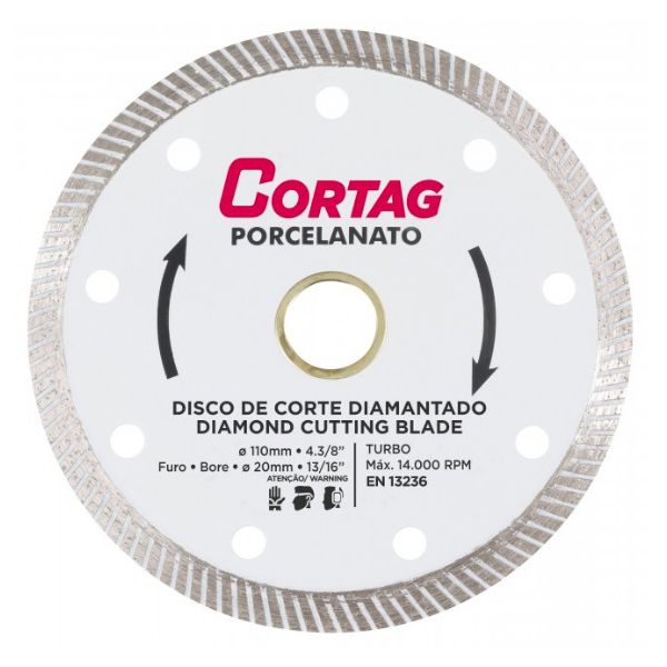 Disco Diamantado 110 x 20MM 4.1/2 Polegadas Porcelanato - Cortag