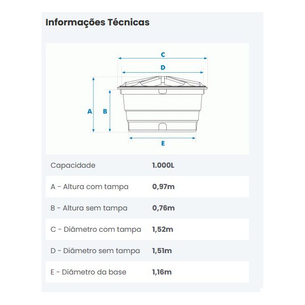 Caixa d’Água de Polietileno 1.000L - Fortlev