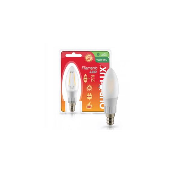 Lâmpada Superled Vela Fila E14 2700K - Ourolux