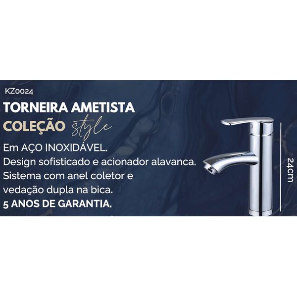 TORNEIRA BANCADA AMETISTA CROMADA KZ0024 - KAZA