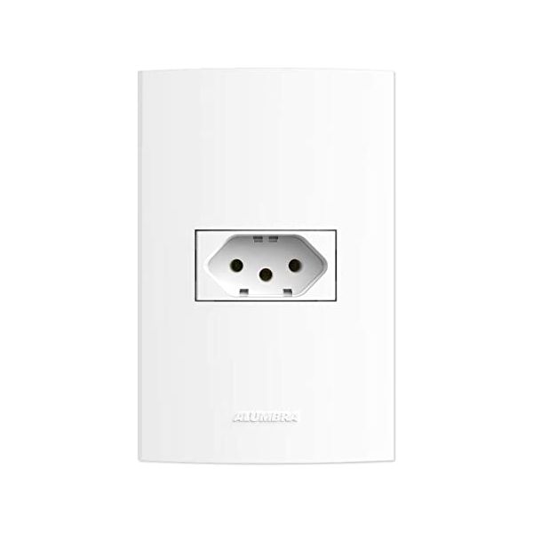 Sleek Branco Conjunto 1 Tomada 2P+T 10A c/ Placa - Margirius