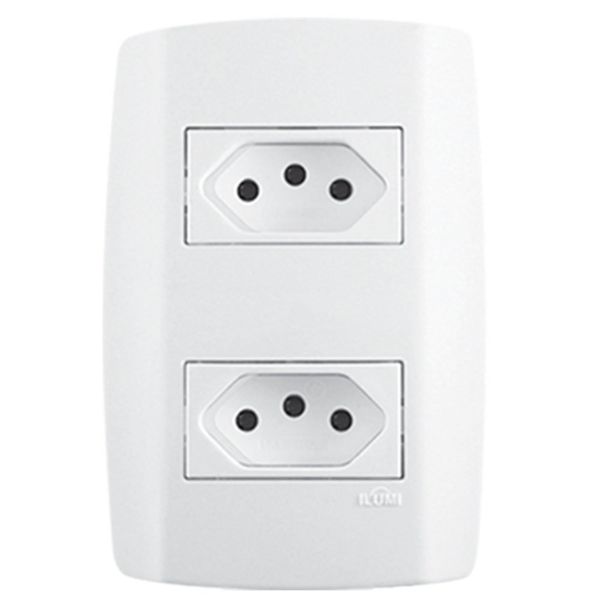 Ilumi Slim Conjunto 2 Tomada 2P + T 10A c/ Placa Branca