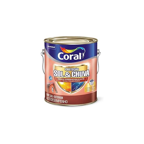 Resina Impermeabilizante Base D'água Incolor Coral Proteção Sol Chuva 3,6L