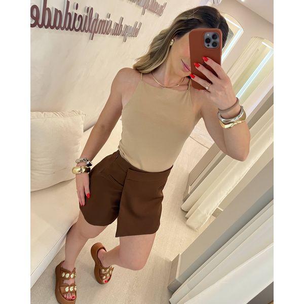 Short Saia Zara Chocolate