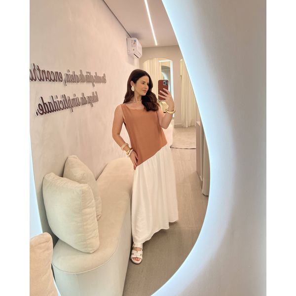 Vestido Regina Nude/branco