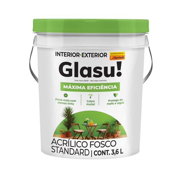 Tinta Glasu Acrílico Fosco Máxima Eficiência Standard 3,6L