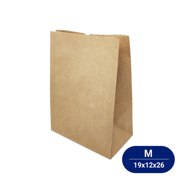 Saco de Papel Kraft SOS Liso M 26x19x12cm para Delivery Pluma (50 unidades)