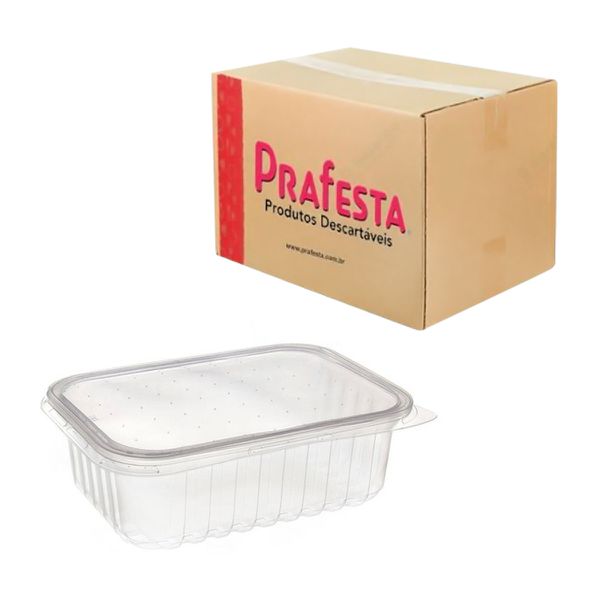 Pote Marmita Fit Retangular C/ Tampa 500ml Prafesta (144 Un.)