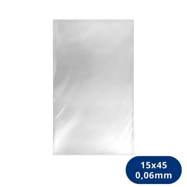 Saco Plástico Pebd 15x45cm Transparente Espessura 0,006mm (1kg)