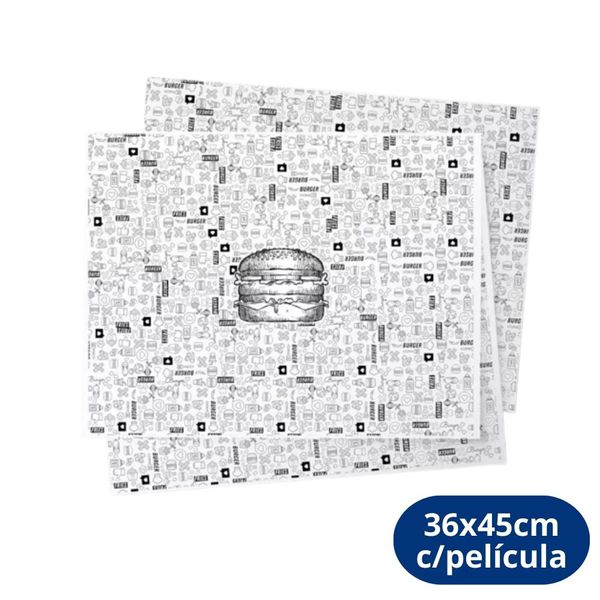 Papel Acoplado Para Lanche Com Película 36x45cm Pluma - 500 Unidades