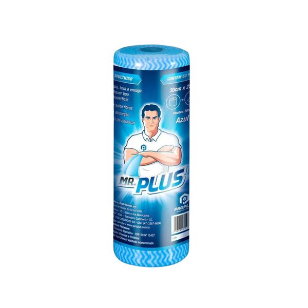 Pano Multiuso Azul Mr.plus - Rolo 30cm x 25m