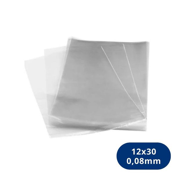 Saco Plástico Pebd 12x30cm Transparente Espessura 0,008mm (1kg)