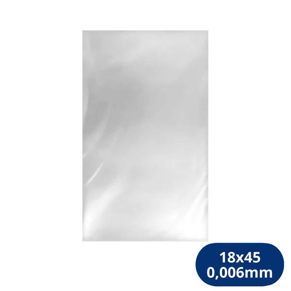 Saco Plástico Pebd 18x45cm Transparente Espessura 0,006mm (1kg)