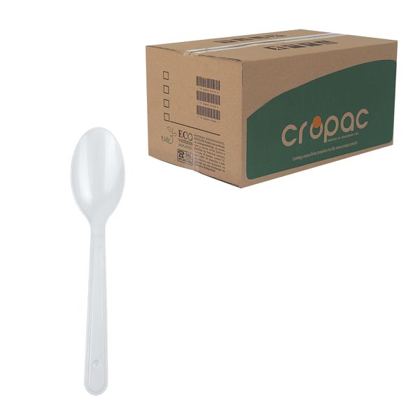 Colher Descartável Reforçada Master Branca Cropac (10x50 Un.)