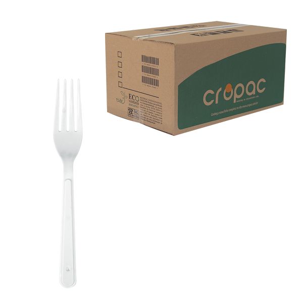 Garfo Descartável Reforçado Master Branco Cropac (10x50 Un.)