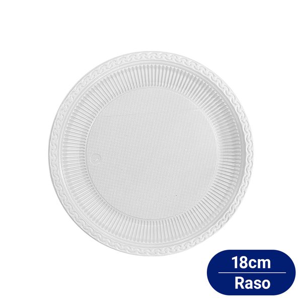 Prato Plástico Descartável 18cm Raso Bipack (10 Unidades)