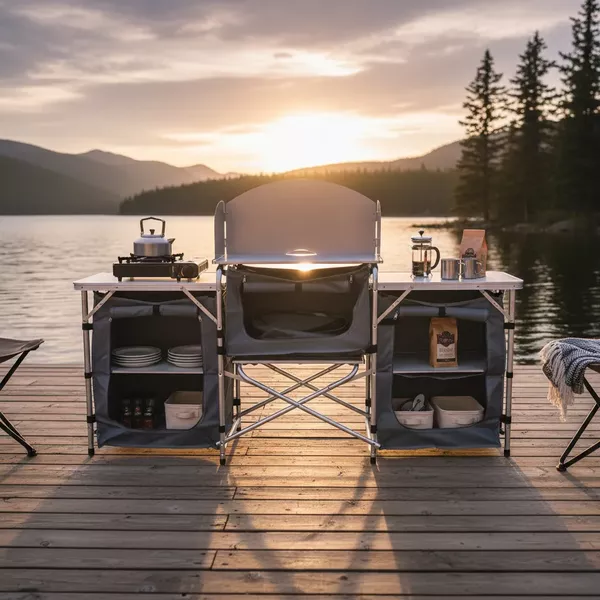 Mesa e Armário Cozinha Dobrável Camping Dandaro