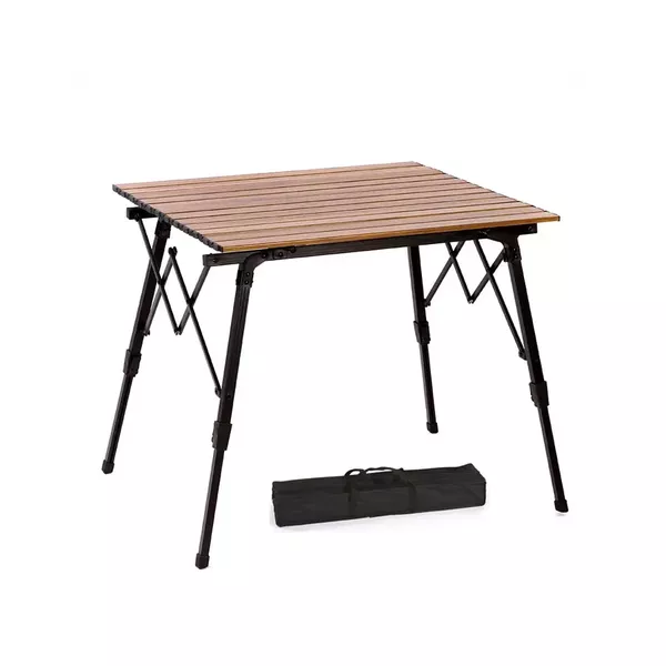 Mesa de Aluminio Dobravel Portatil 70 x 70cm Camping Madeirado