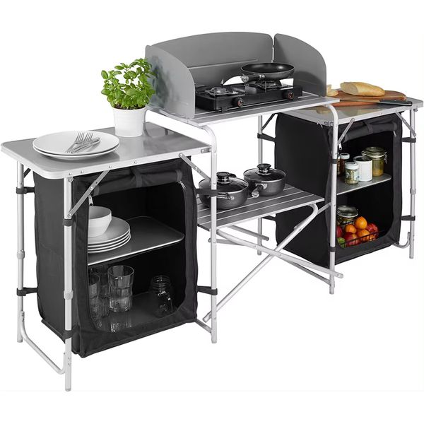 Mesa e Armário Cozinha Dobrável Camping Dandaro
