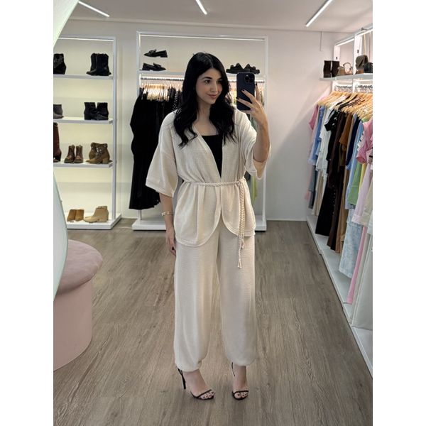 Conjunto Kimono Areia